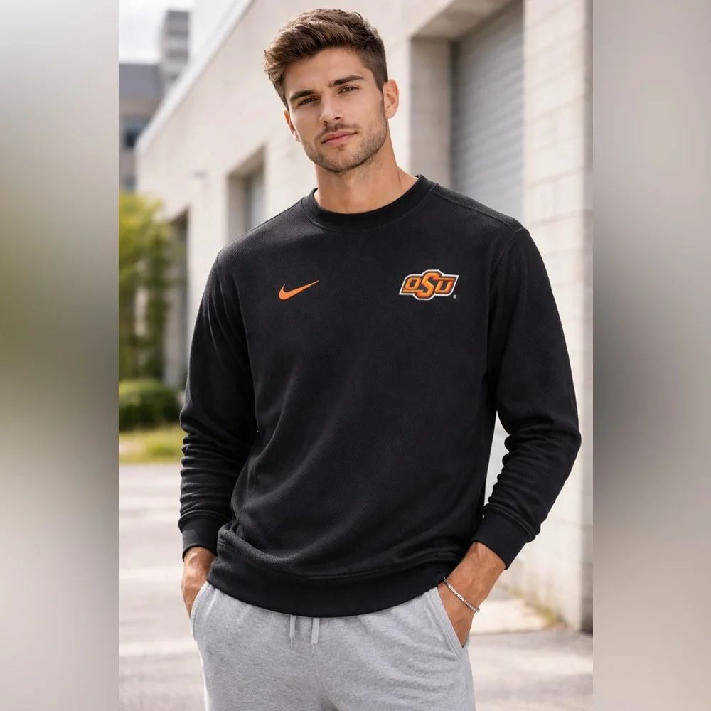 Nike Therma-Fit OSU Sweatshirt Black Crewneck Oklahoma State Size M